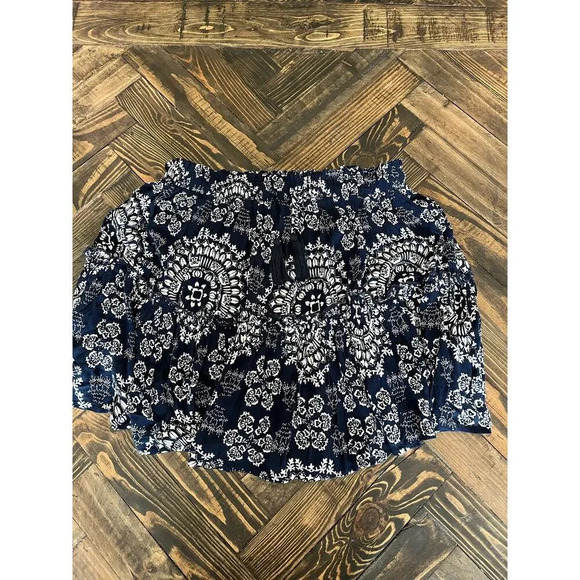NWT Revel Navy White Cottage Core Boho Granny Hippie Western Women Medium Skirt - Picture 9 of 12